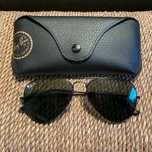 Ray-Ban Aviator Metal II Polished Black Green Lens 55 14